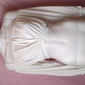 Femme Luxe White Long Sleeve Tie Neck Cropped Peasant Blouse size 8